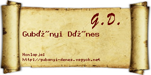 Gubányi Dénes névjegykártya